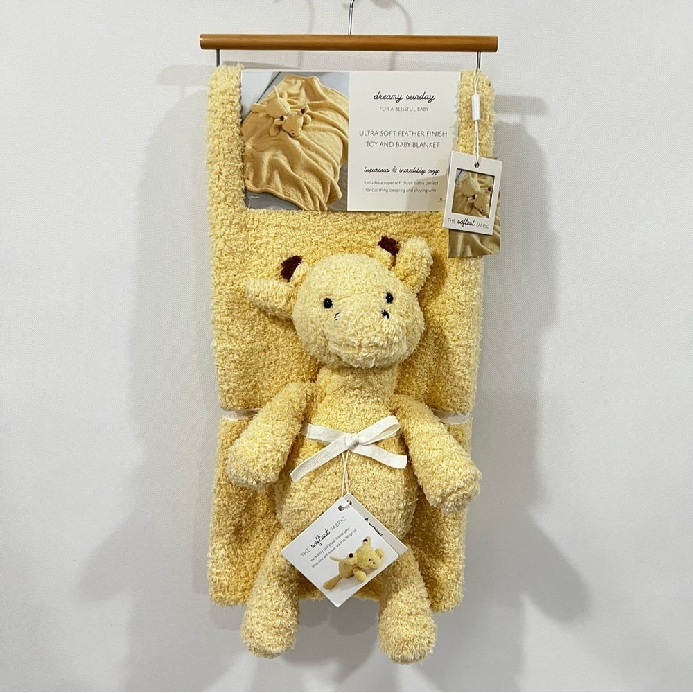 Dreamy Sunday Blanket And Giraffe Stuffed Animal Yellow Ultra Soft Lovey Cozy